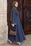 Blue Denim Dress with Wide Sleeves and Guipure Detail - 4