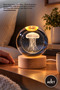 3 Pieces of Jellyfish Illuminated Glass Globe – Color Changing USB Decorative Table Lamp with Wooden Base 8 cm Glass Orb Jellyfish Light Mood Lamp