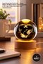 1 Piece Hearted Swan Illuminated Glass Globe – Led Table Decoration with Wooden Base, Color Changing 6 Cm, Light Globe, Decorative Orb