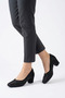 Roleran Cross Knitted Piping Shaped Women's Classic Heeled Shoes Black Nova - 6