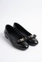 Malros Stoned Front Bow Women's Ballerina Flats Black Croka - 2