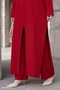 Langes, geschlitztes rotes Strickset mit Tunika - 3