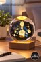 2 Pieces Astronaut and Planets Illuminated Glass Globe 8 cm – Color Changing USB Illuminated Decorative Table Lamp, Night Light, Glass Globe