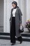 Strickmuster Langer Anthrazitfarbener Strickcardigan - 3