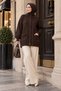 Women's Half Turtleneck Buttoned Double Pocket Loose Oversize Knitwear Cardigan