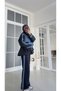 Women's Navy Blue Sequin Embroidered Patchwork Hooded Detailed Tracksuit Set - 5