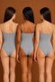 3 Pieces of Snap Fastener Badi Gray Premium Cotton Lycra Bodysuit - 2