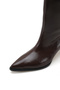 Brown Wrinkled Patent Leather Low Flat Heeled Pull-On Boots - 5