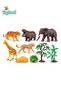 Wild Animal Figures Playset for Kids, 5 Realistic Safari Animal Toys with Tiger, Hippopotamus, Elephant, Giraffe & Cheetah, Trees, Bush & Rock Accessories, Jungle Zoo Pretend Play Set, 3+ Years