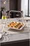 Linea Metal Square Plate Serving Stand with Handles, Single Layer Catering and Serving Stand - 2