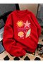 Crew Neck Sweatshirt for Girls, Printed 3-Yarn Threaded Winter Sweatshirt