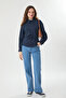 Flared Linen Shirt Navy Blue - 2