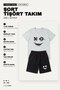 Men's Shorts T-Shirt Set Smiling Face Printed 100% Cotton Summer Top and Bottom Set - Gray Black - 5