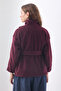 Asymmetrical Closure Short Coat Burgundy - 7