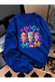 Crew Neck Sweatshirt for Girls, Printed 3-Yarn Threaded Winter Sweatshirt
