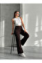 Modal Fabric Waist Belted Palazzo Trousers with Grass Detail - 6