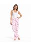 Night White Women's Striped Blouse Patterned Strap Pajama Set - 5
