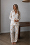 Women's Buttoned Long and White Pajama Set - 4