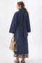 Wide Collar Trench Coat Navy Blue - 6