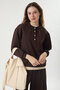 Button Detailed Garnished T-Shirt Brown - 5