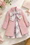 Girl's Bow-Detail Holiday Coat and Dress Set - 2