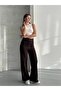 Modal Fabric Waist Belted Palazzo Trousers with Grass Detail