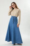 Skirt with Decorative Stitching and Segments Denim Skirt Light Blue - 2