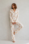 Night White Women's Shirt Collar Buttoned Nightwear Pajama Set - 5