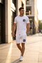 Men's Shorts T-Shirt Set Gothic B Letter Printed 100% Cotton Summer Bottom Top Set - White - 2
