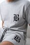 Men's Shorts T-Shirt Set Gothic B Letter Printed 100% Cotton Summer Bottom Top Set - Gray - 4