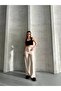 Modal Fabric Waist Belted Palazzo Trousers with Grass Detail