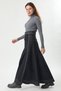 Skirt with Decorative Stitching and Segments Denim Skirt Black - 7