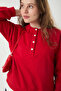 Button Detailed Garnished T-Shirt Red - 3
