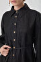 Long Denim Shirt with Deep Side Slits Black - 4