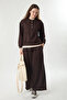 Button Detailed Garnished T-Shirt Brown - 6