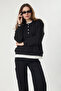 Button Detailed Garnished T-Shirt Black
