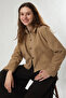 Buttoned Front Flock Jacket Mink