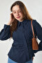Flared Linen Shirt Navy Blue