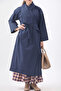 Wide Collar Trench Coat Navy Blue - 4
