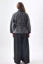 Asymmetrical Closure Short Coat Anthracite - 6