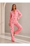 Women's Front Buttoned Long Sleeve Pink Pajama Set - 6