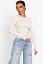Women's White Camisole Long Sleeve Blouse with Finger Detail Body&Blouse with Finger Detail - 3
