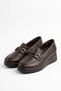 Genuine Leather Women's Shoes with Geslan Buckle, Ballerina Brown Skin - 4