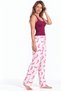 Night Bordo Women's Trendy Casual Blouse Patterned Pajama Set - 6