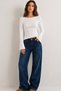 Women's Boat Neck Soft and Flexible Fabric Wide Sleeves Fitted White Blouse &Body 1982 - 7