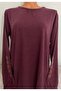 Er Clothing Winter Cotton Combed Cotton Blouse Long-Sleeve O-Neck Sleeve Embroidery Claretred - 4