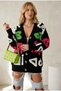 Women's Oversize Knitwear Cardigan Multi-Colored Loose-Fitting Buttoned