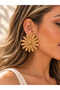 Wicker Detailed Flower Earrings - 3
