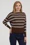 Women's Brown Boat Neck Striped Knit Sweater