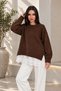 Women's Knitwear Sweater Oversize Drop Shoulder Lace Detailed Long Sleeve Crew Neck Ribbed Knitted Sweater
